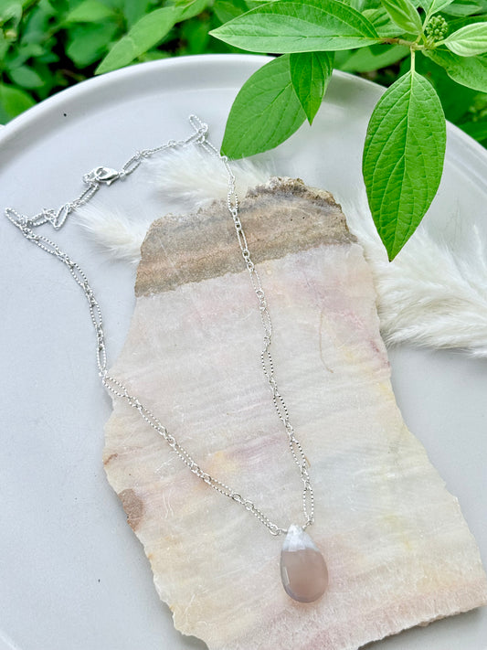 Solar Quartz + Silver Pendant Necklace