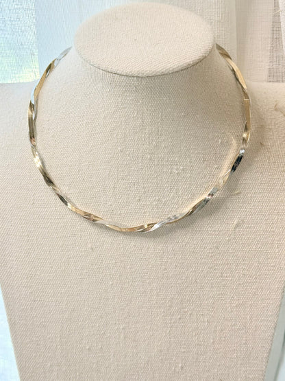 Gold + Silver Herringbone Choker Necklace