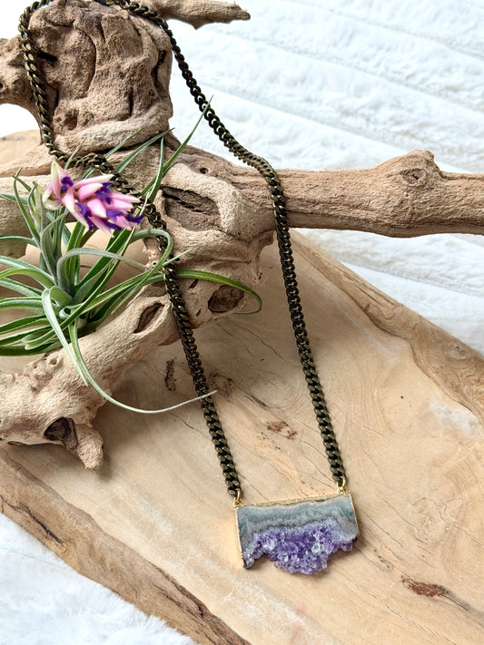 Amethyst Stalactite + Antique Necklace