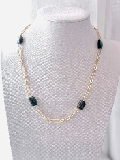 Labradorite + Gold Chain Necklace