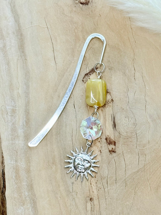 Yellow Botswana Agate  + Silver Plant Stake