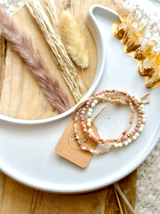 Pink + Cream in Gold Stack (3-stack)