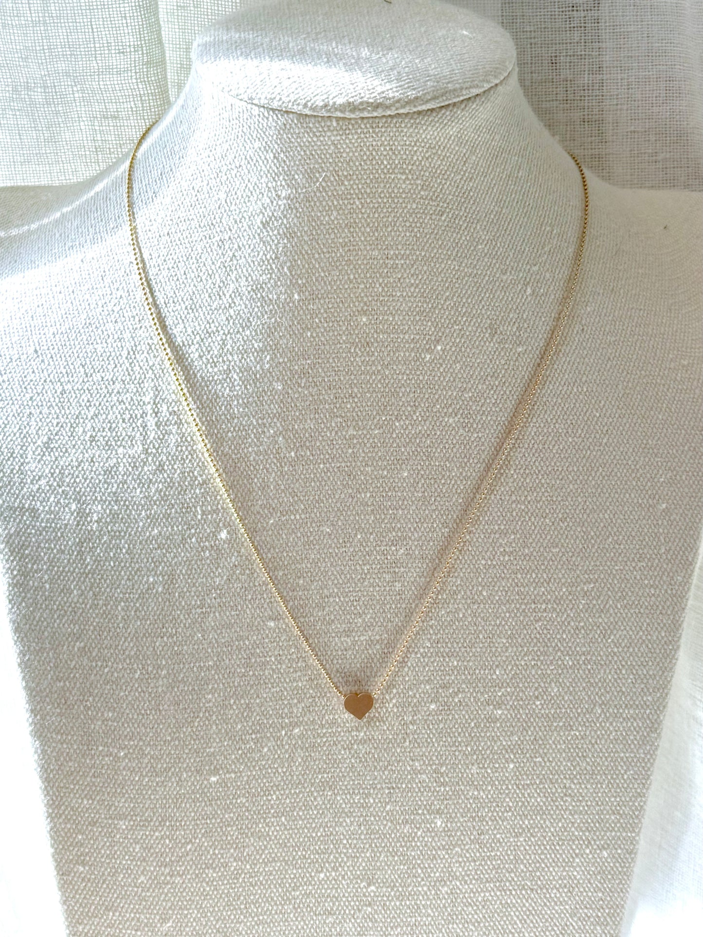 Tiny Matte Gold Heart Necklace