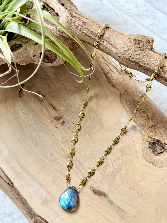 Labradorite + Gold Stainless Steel Necklace