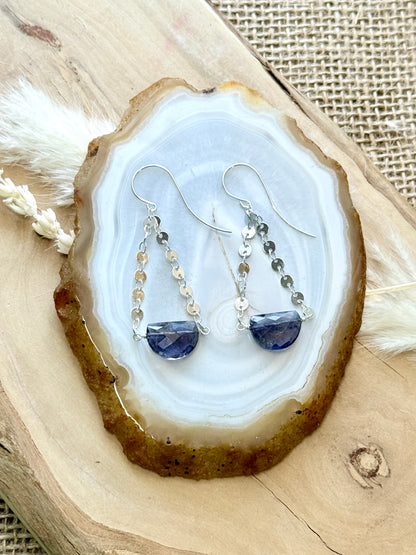 Iolite + Silver Chandelier Earrings