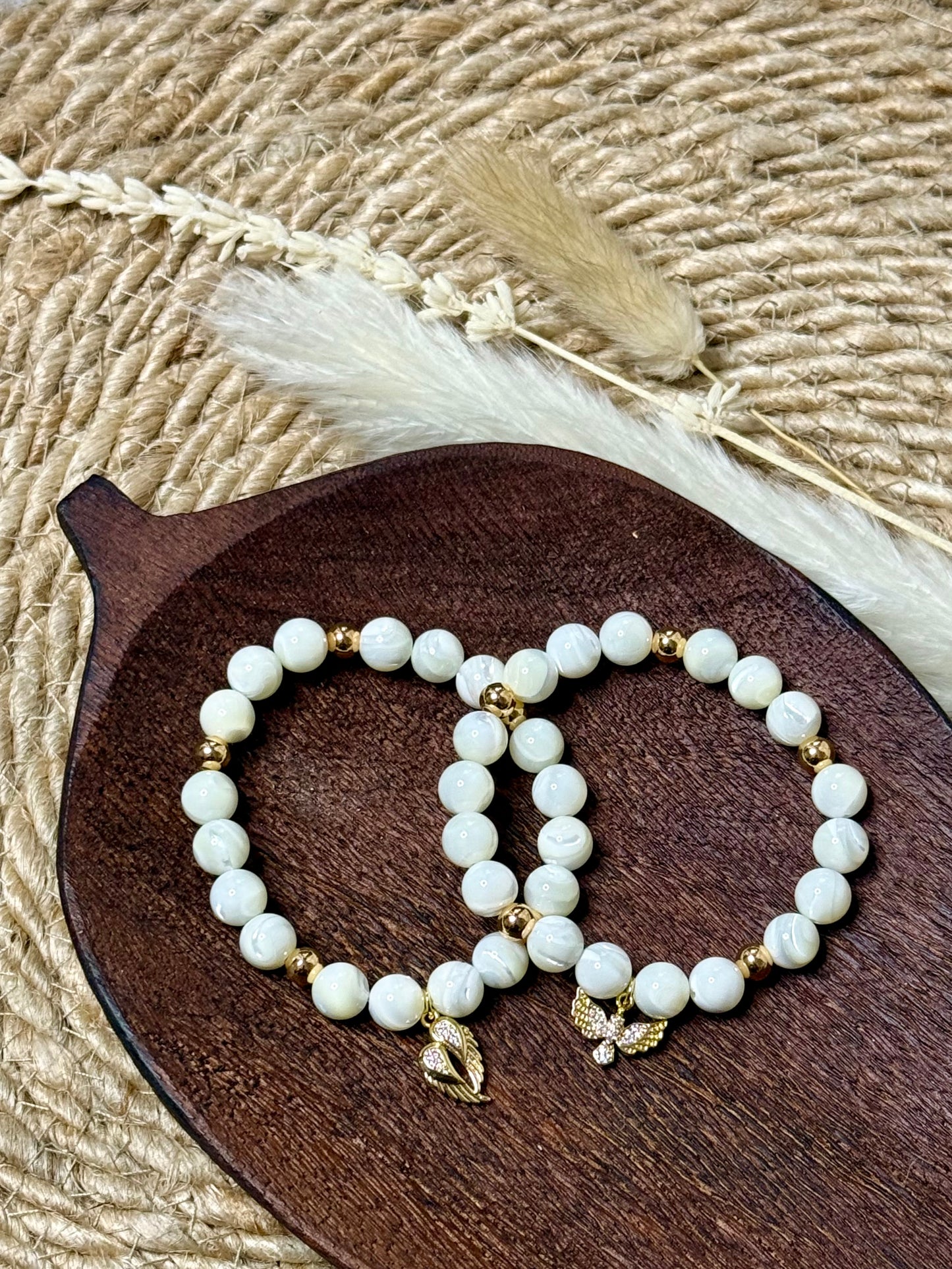 Mother of Pearl  + Gold Chunky Charm Band