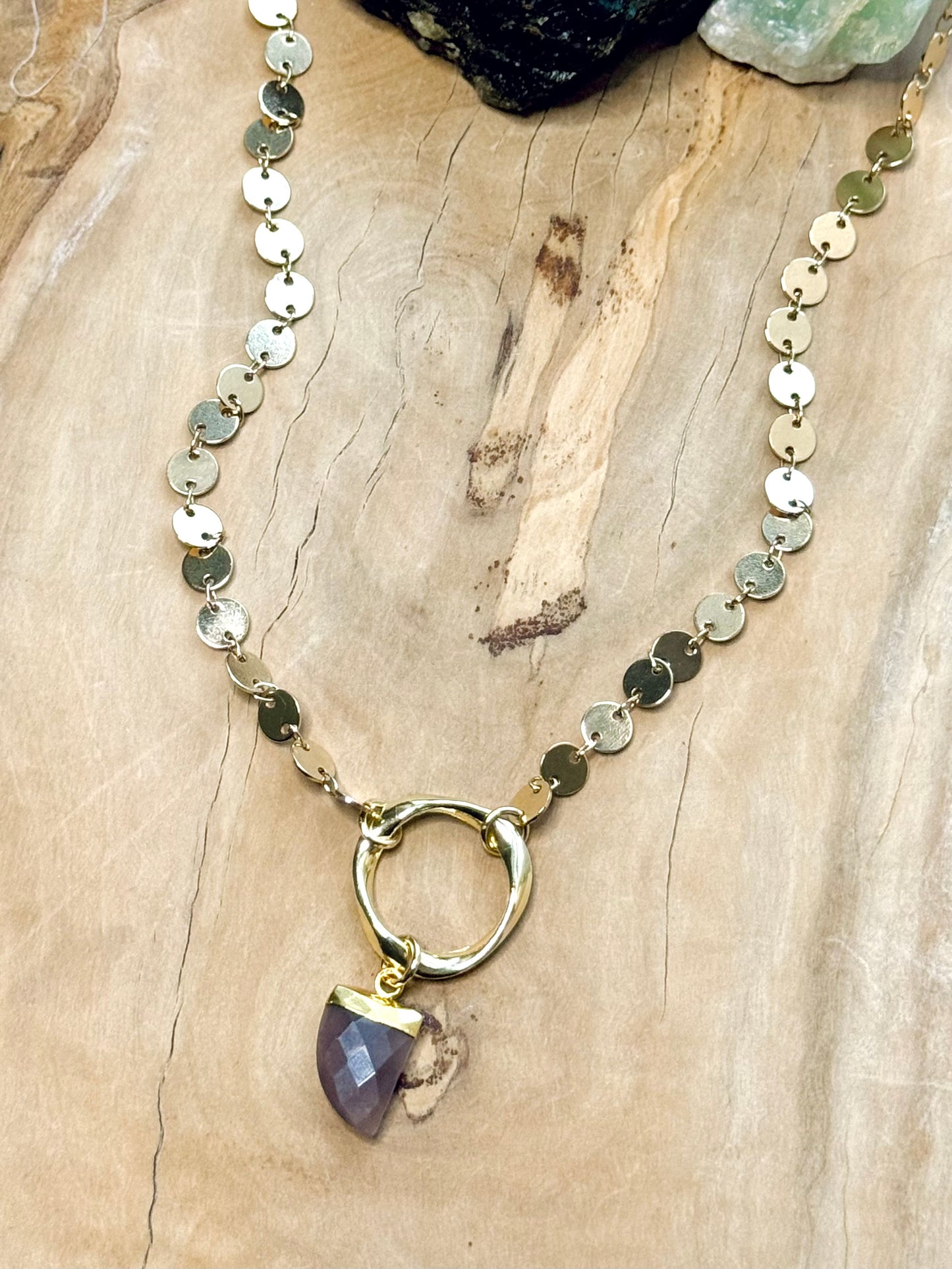 Chocolate Moonstone + Gold Eternity Necklace