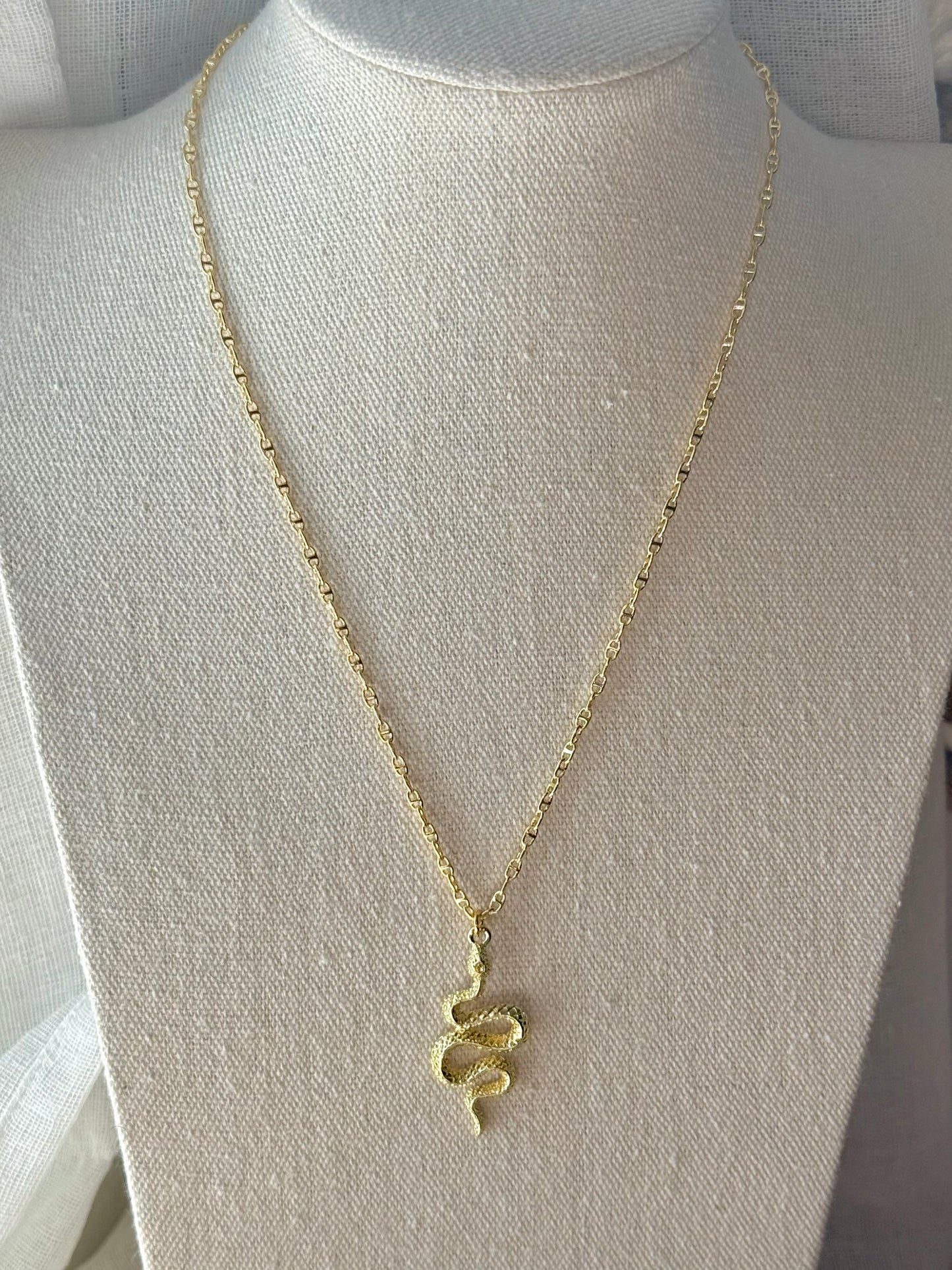 Gold Textured Snake Necklace