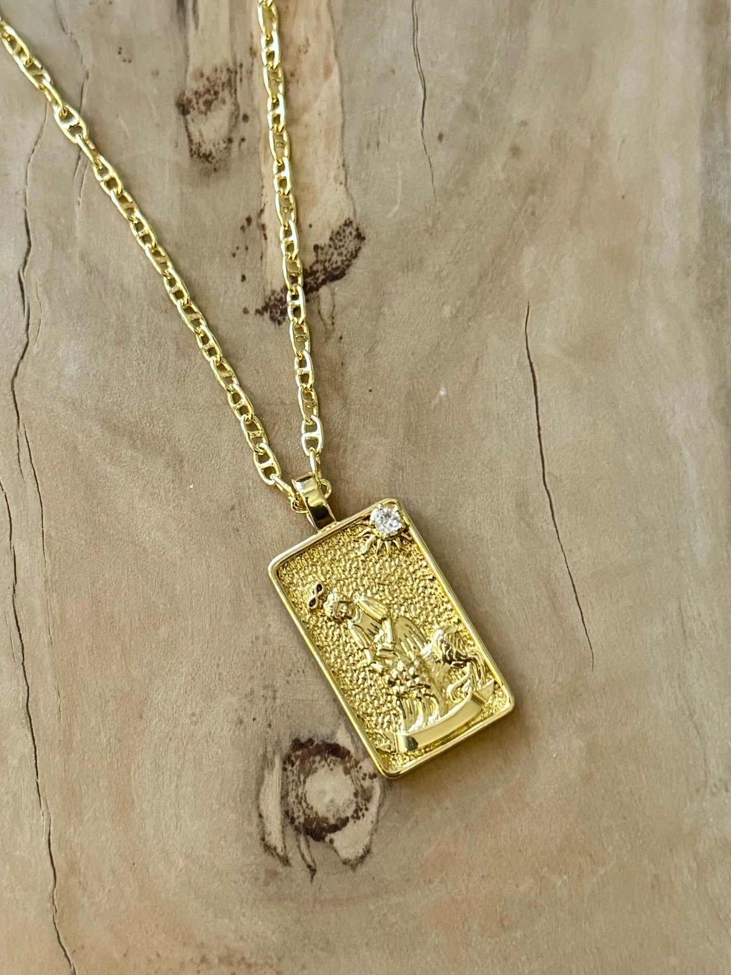 Tarot Card Gold Necklace - Strength