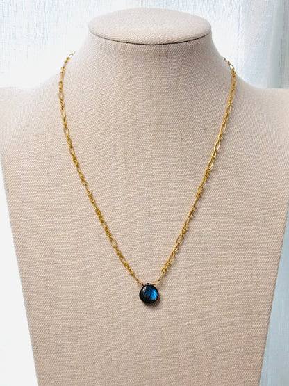 Labradorite + Matte Gold Pendant Necklace