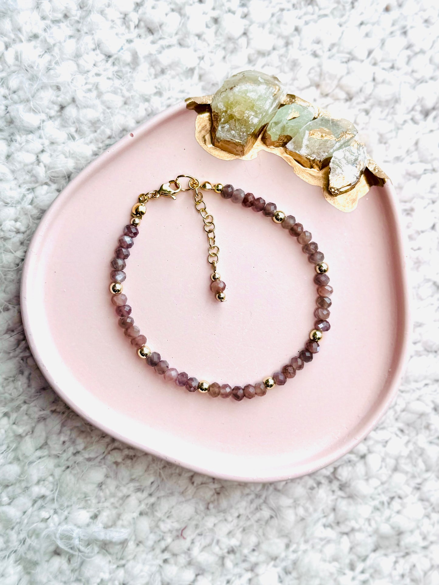 Chocolate Moonstone + Gold Adjustable Bracelet
