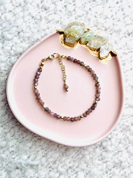 Chocolate Moonstone + Gold Adjustable Bracelet