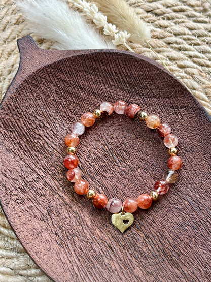 Red Lepidocrocite Hematoid Quartz + Gold Chunky Charm Band