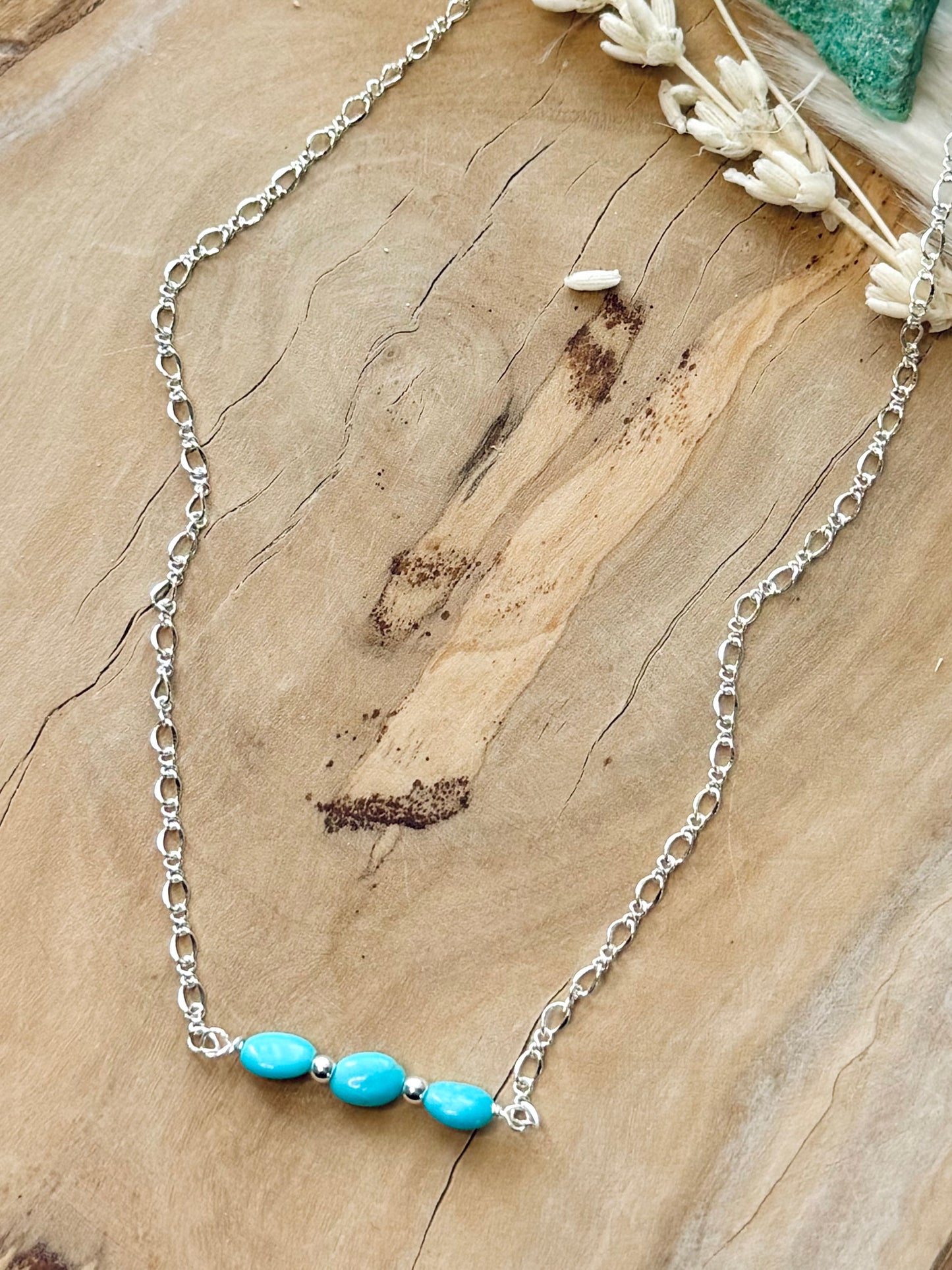 Sleeping Beauty Turquoise Trio + Silver Necklace