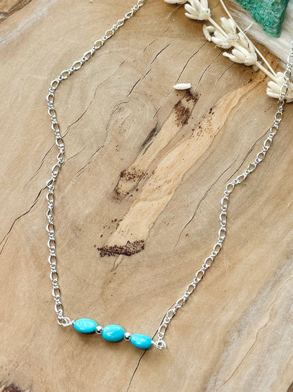 Sleeping Beauty Turquoise Trio + Silver Necklace