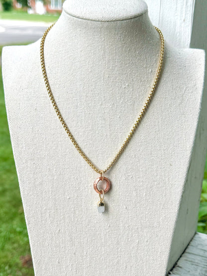 Quartz + Matte Gold Boho Necklace