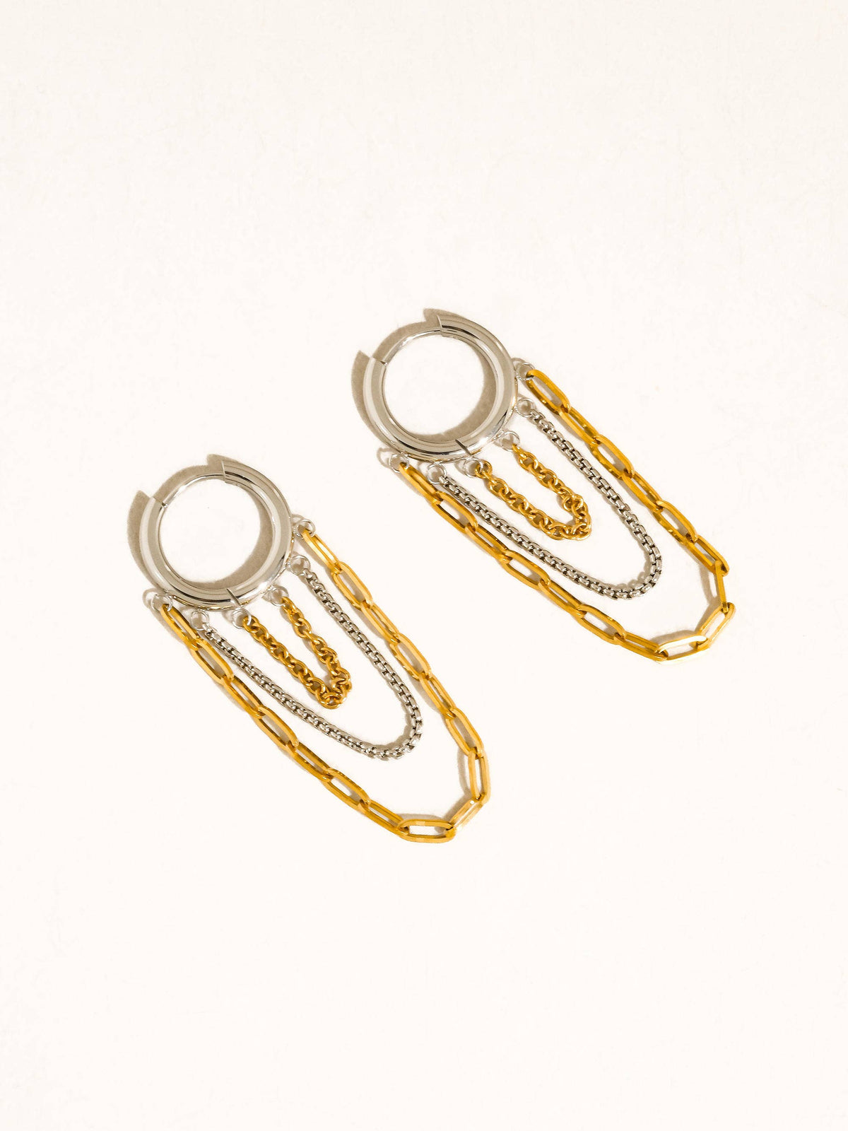 Multi-Chain Drop Hoop Earrings