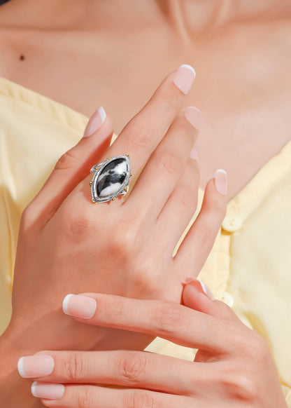 Zebra Jasper + Silver Ring