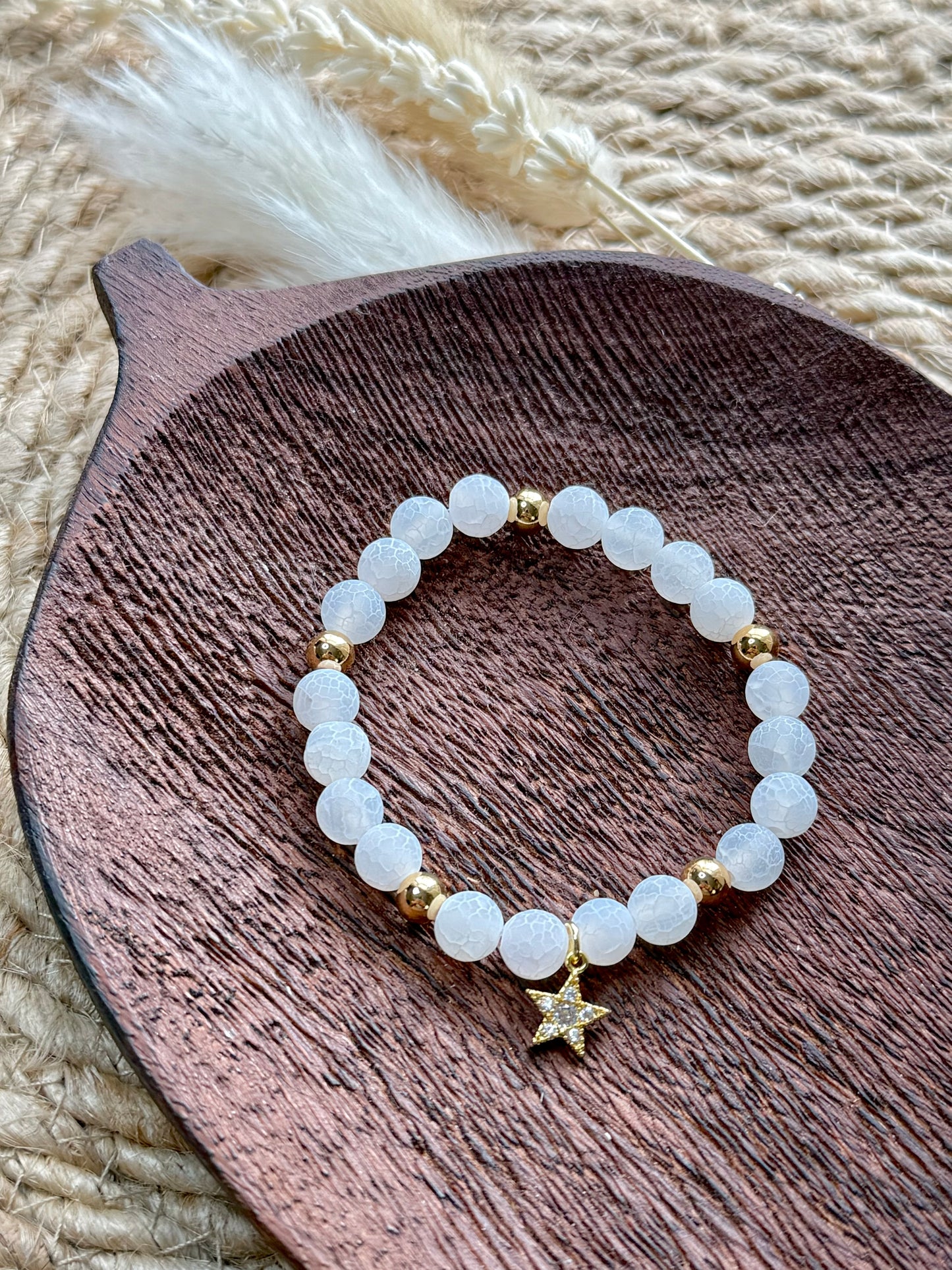 Matte Weathered Agate + Gold Chunky Charm Band