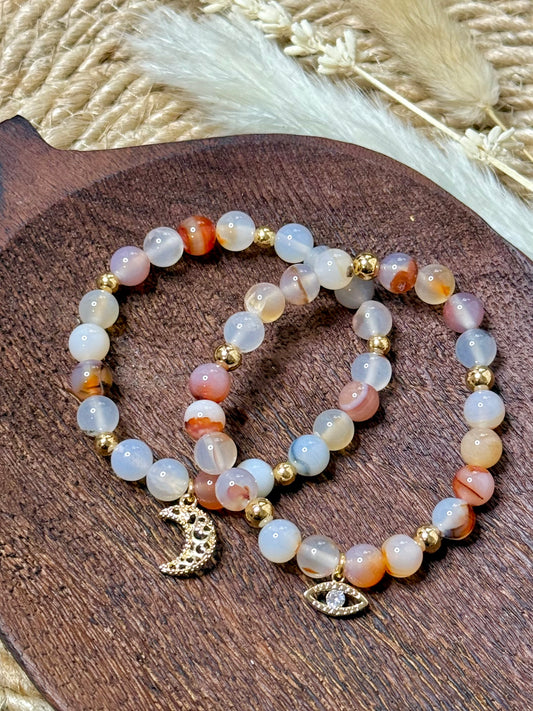 Montana Agate + Gold Chunky Charm Band