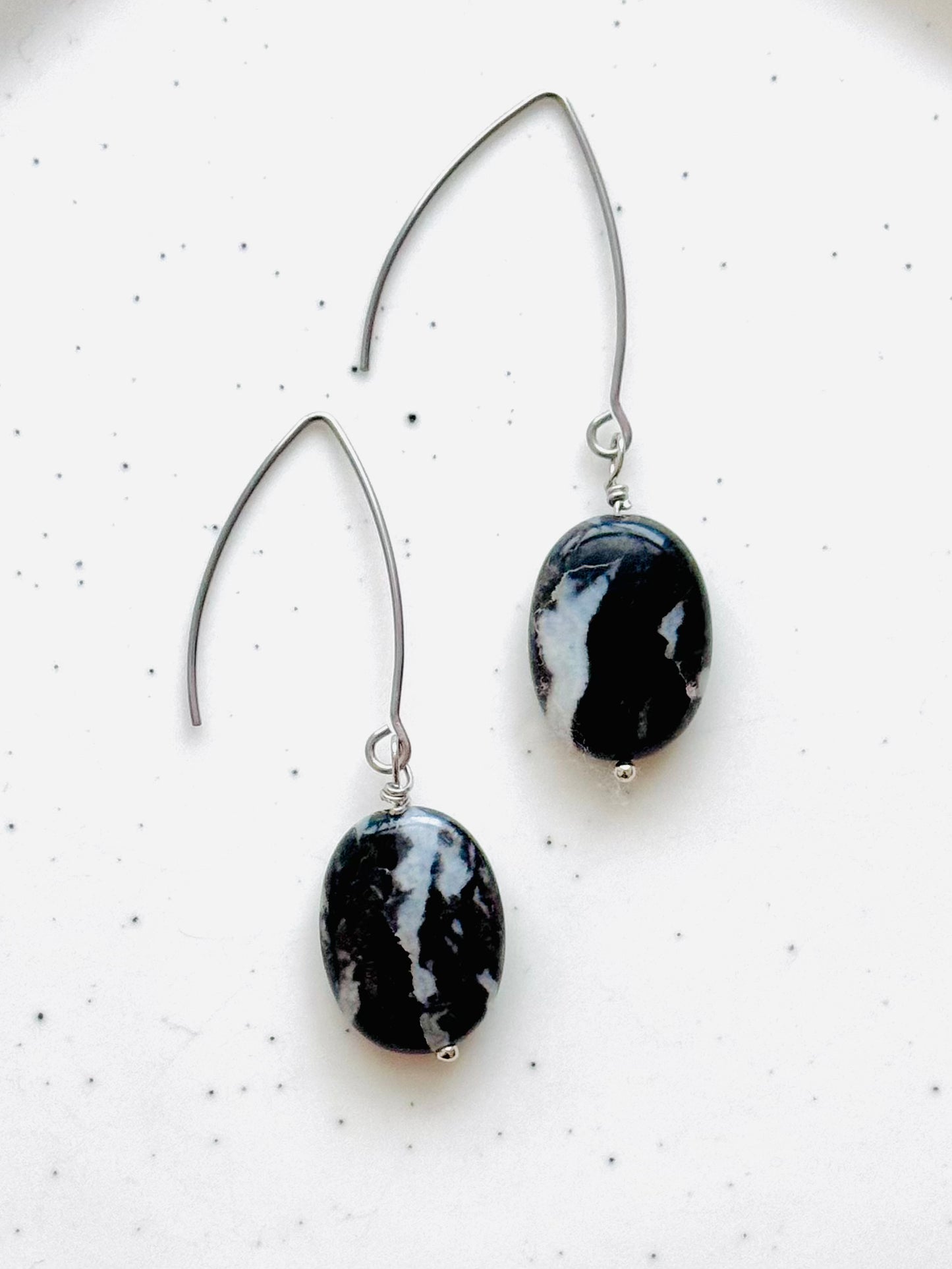 Zebra Jasper + Silver Earrings