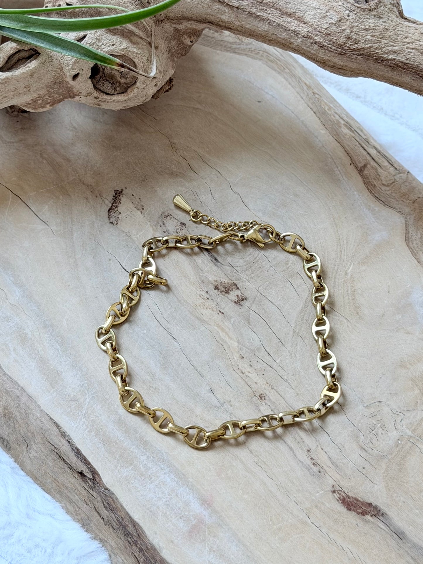 Gold Stainless Steel Mariner Chain Anklet