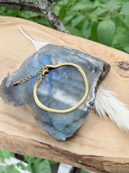 Gold Stainless Steel Herringbone Bracelet