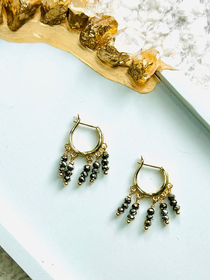 Pyrite + Gold Fringe Earrings