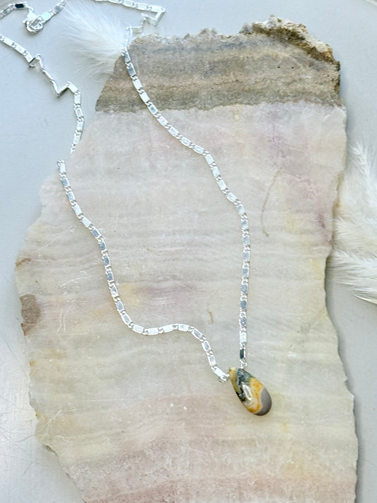 Bumblebee Jasper + Silver Necklace