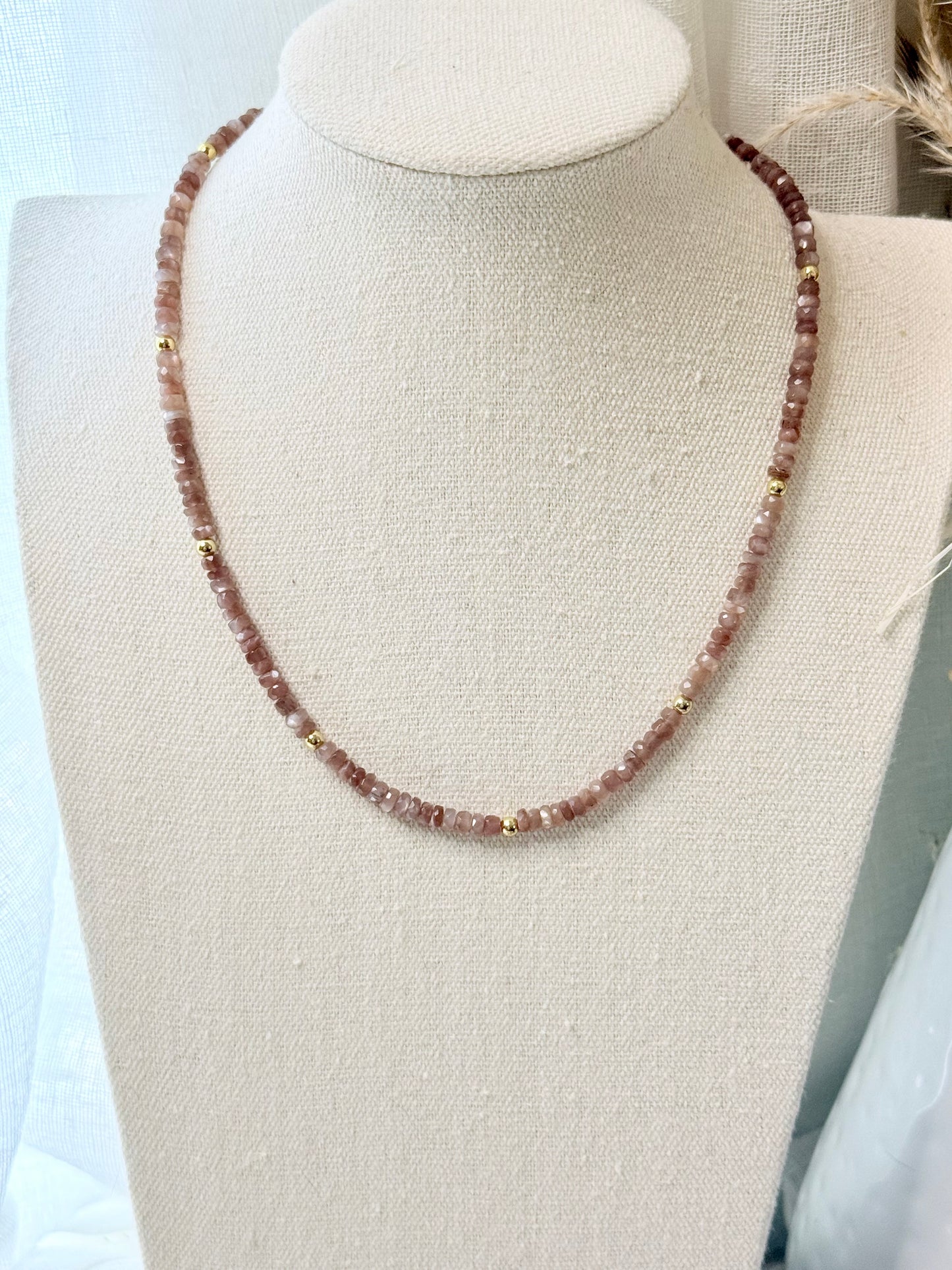 Chocolate Moonstone + Gold Necklace