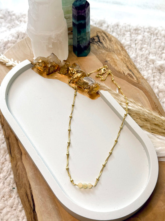 Golden Ethiopian Opal + Matte Gold Trio Necklace