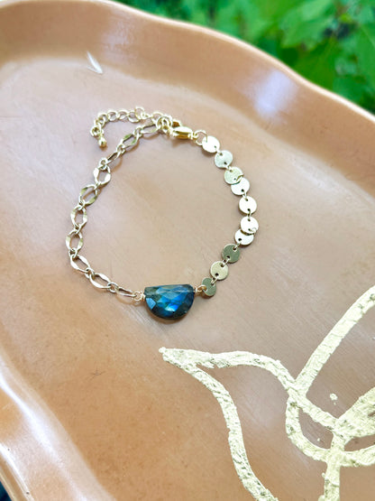 Labradorite + Gold Chain Bracelet