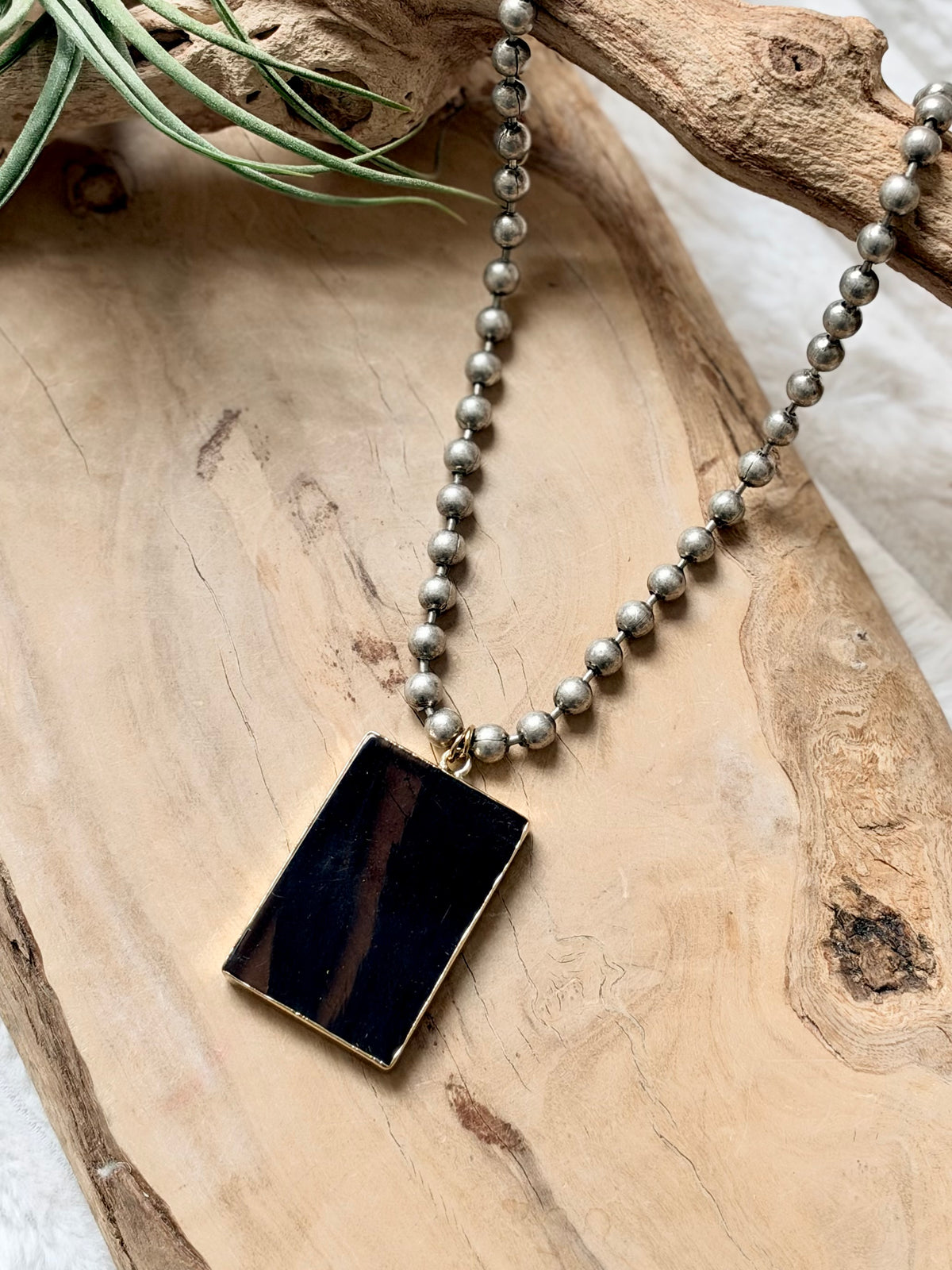 Black Ice Obsidian Lace + Antique Silver Necklace