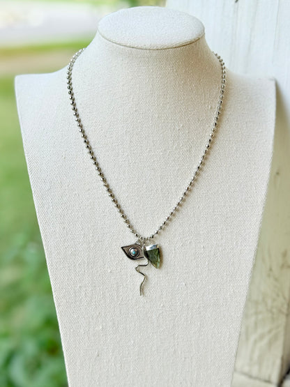 Labradorite + Silver Snake Necklace