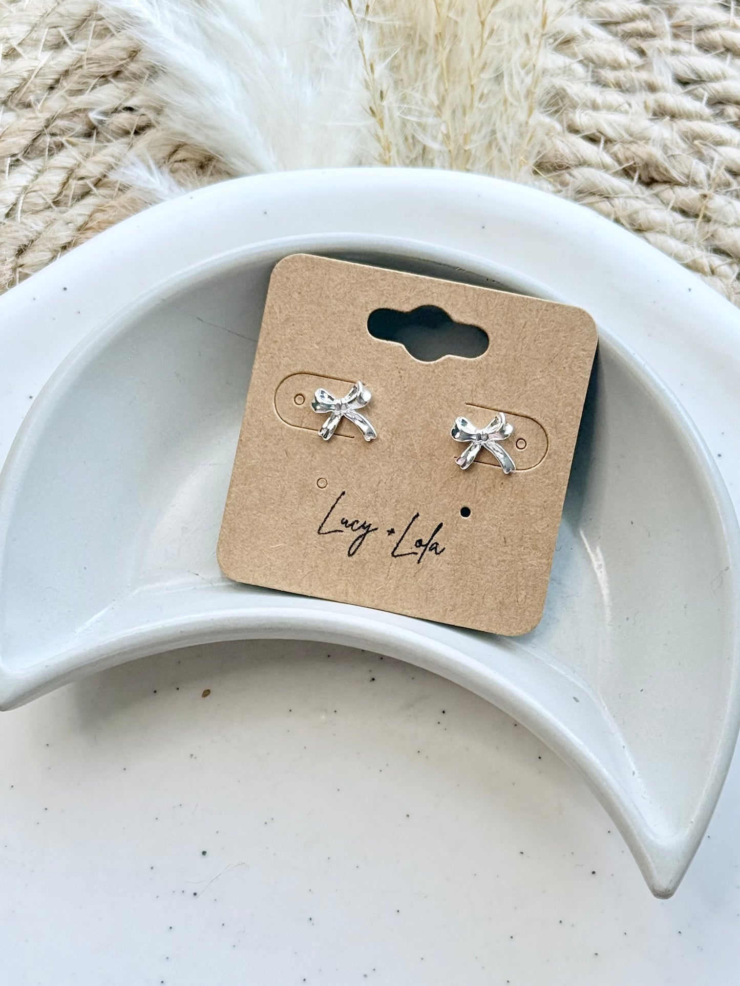 Silver Bow Mini Stud Earrings