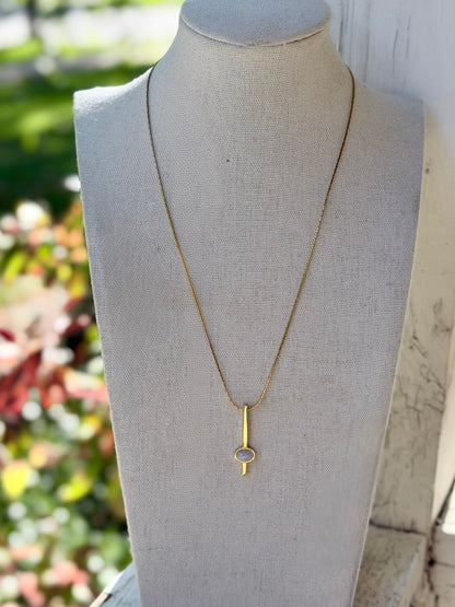 Rainbow Moonstone + Gold Drop Pendant Necklace