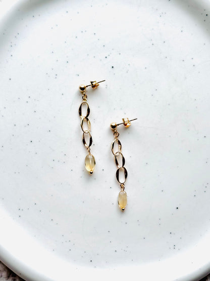 Petite Gemstone + Gold Oval Earrings