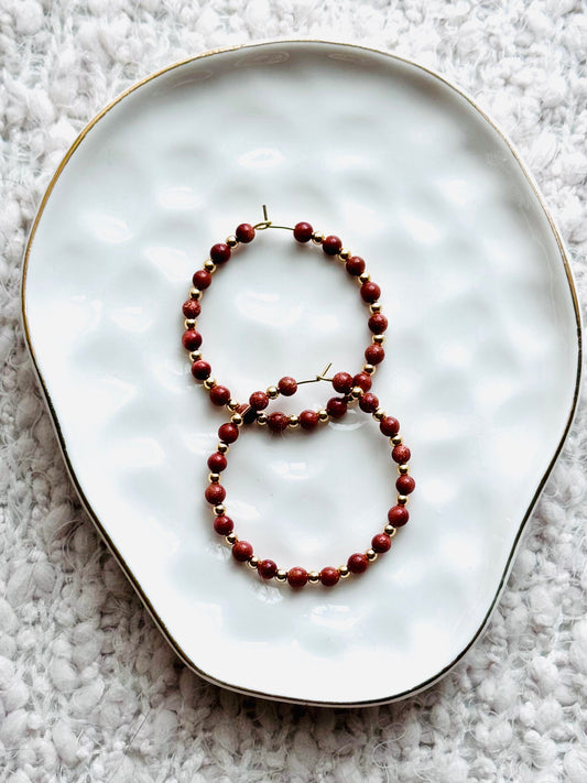 Goldstone + Gold Hoop Earrings