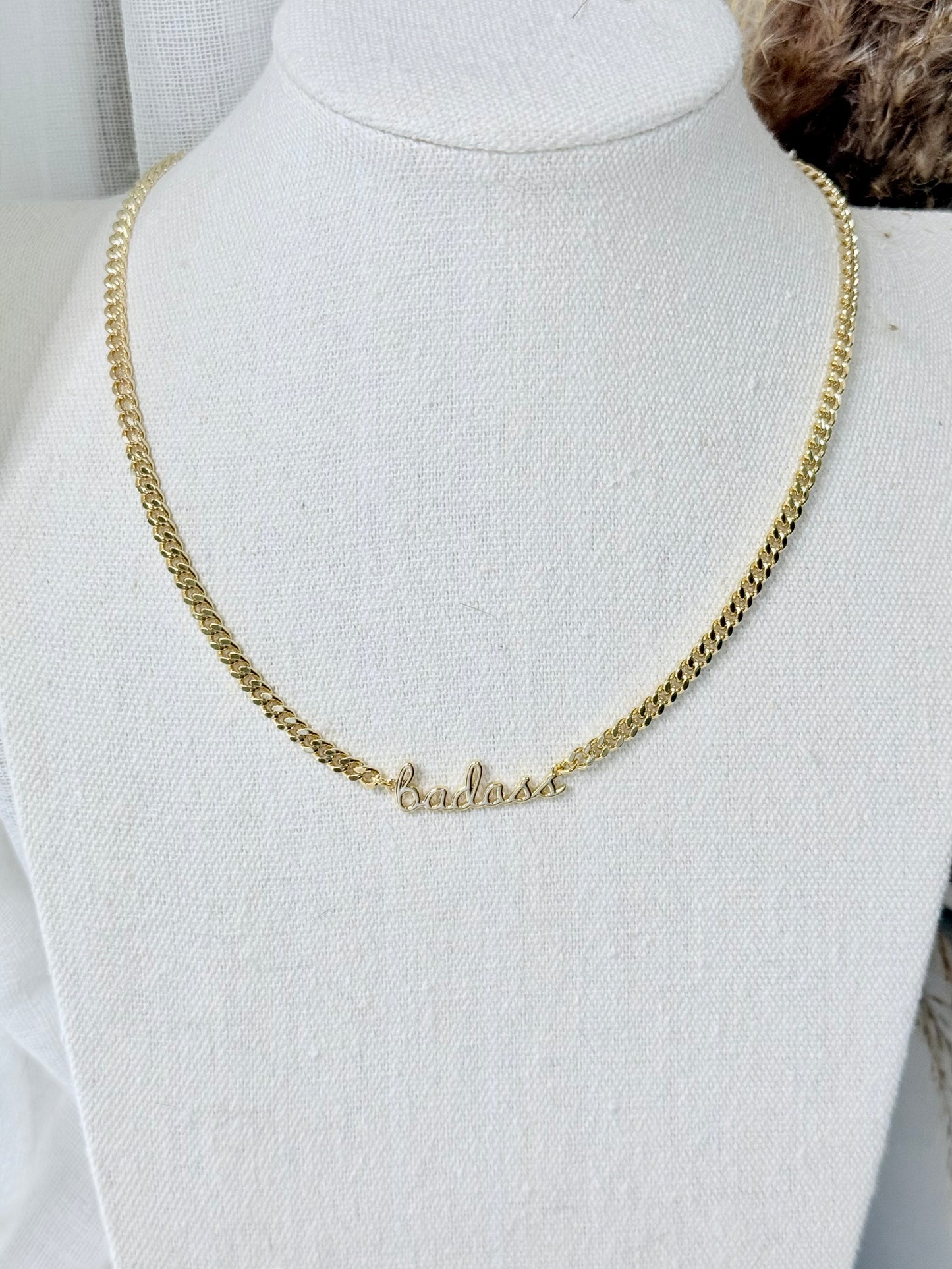 Badass + Gold Curb Chain Necklace