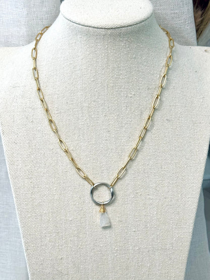 Moonstone + Matte Mixed Metal Eternity Necklace