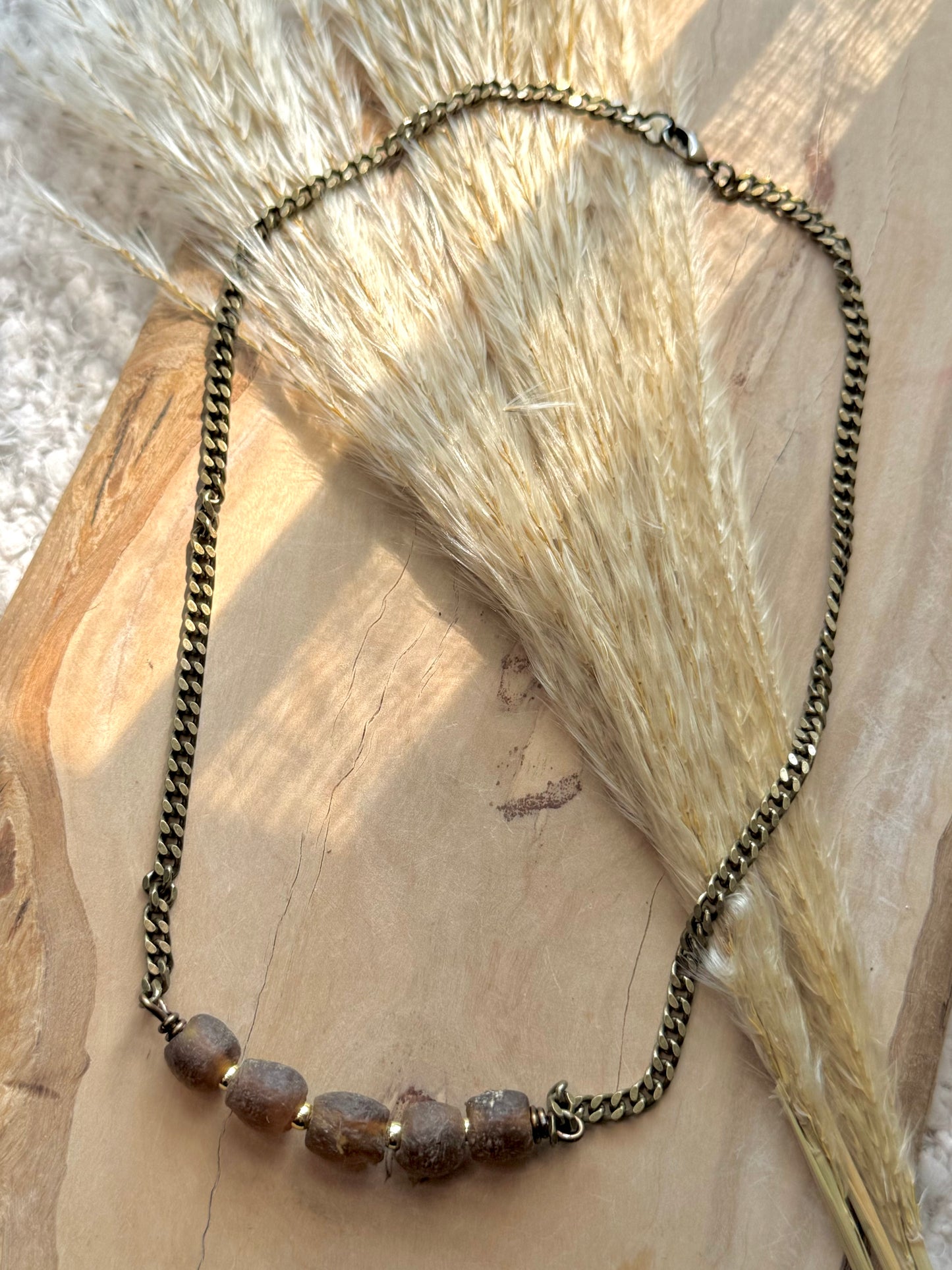 African Trade Beads + Mixed Metal Necklace