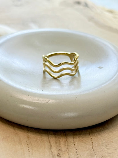 Gold Stainless Steel Wavy Ring
