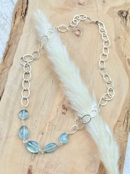 Aquamarine + Silver Necklace