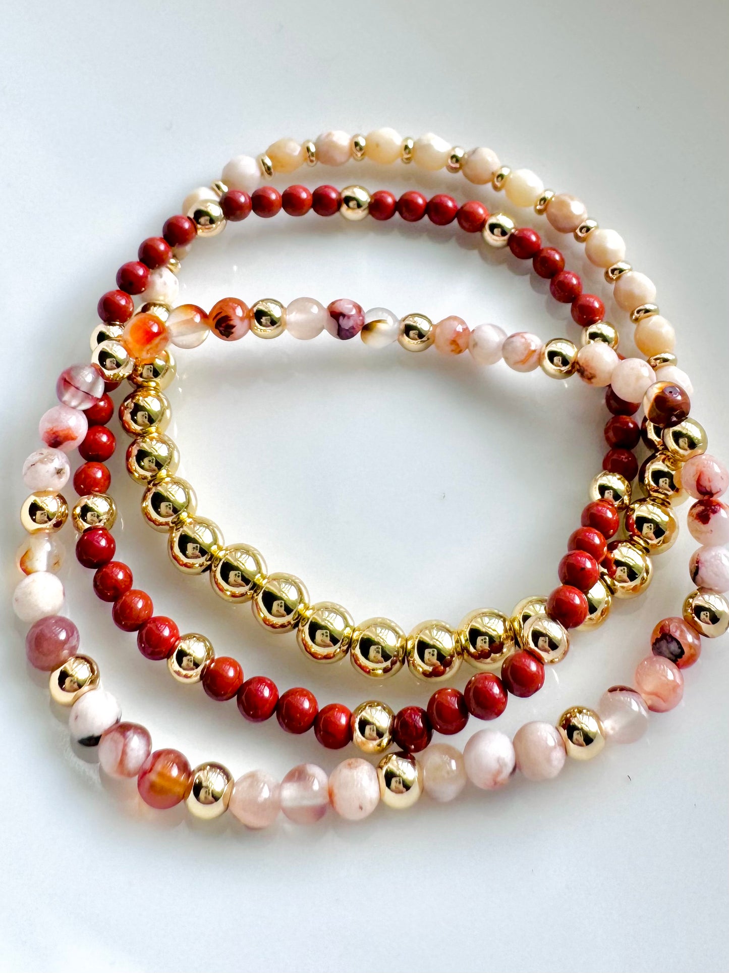 Red + Cream in Gold (3-stack)