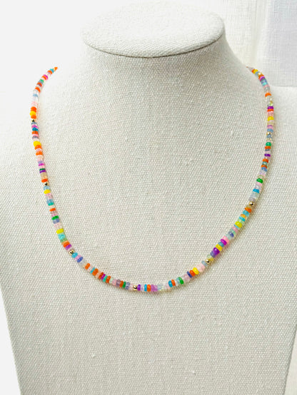 Rainbow Ethiopian Opal + Gold Necklace
