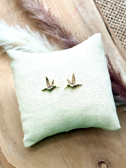 Gold Hummingbird Mini Stud Earrings