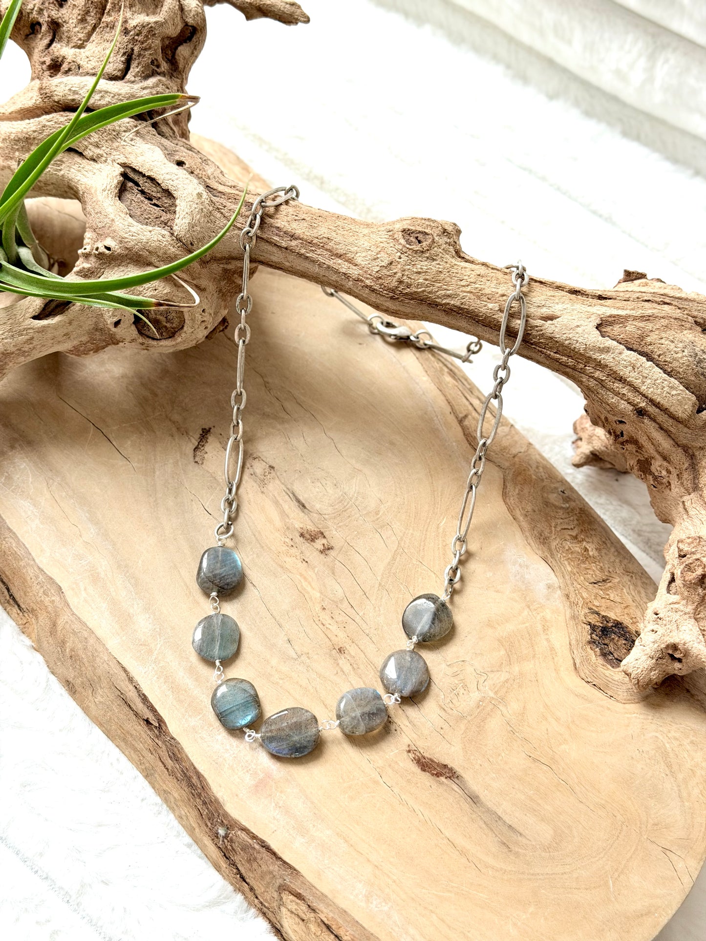 Labradorite + Antique Silver Necklace