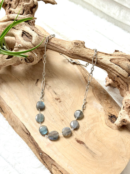 Labradorite + Antique Silver Necklace
