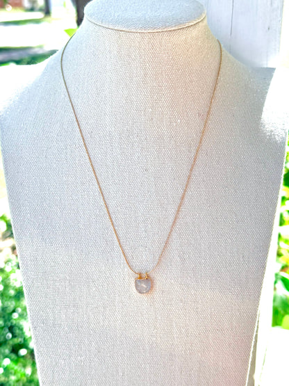 Rainbow Moonstone + Gold Pendant Necklace