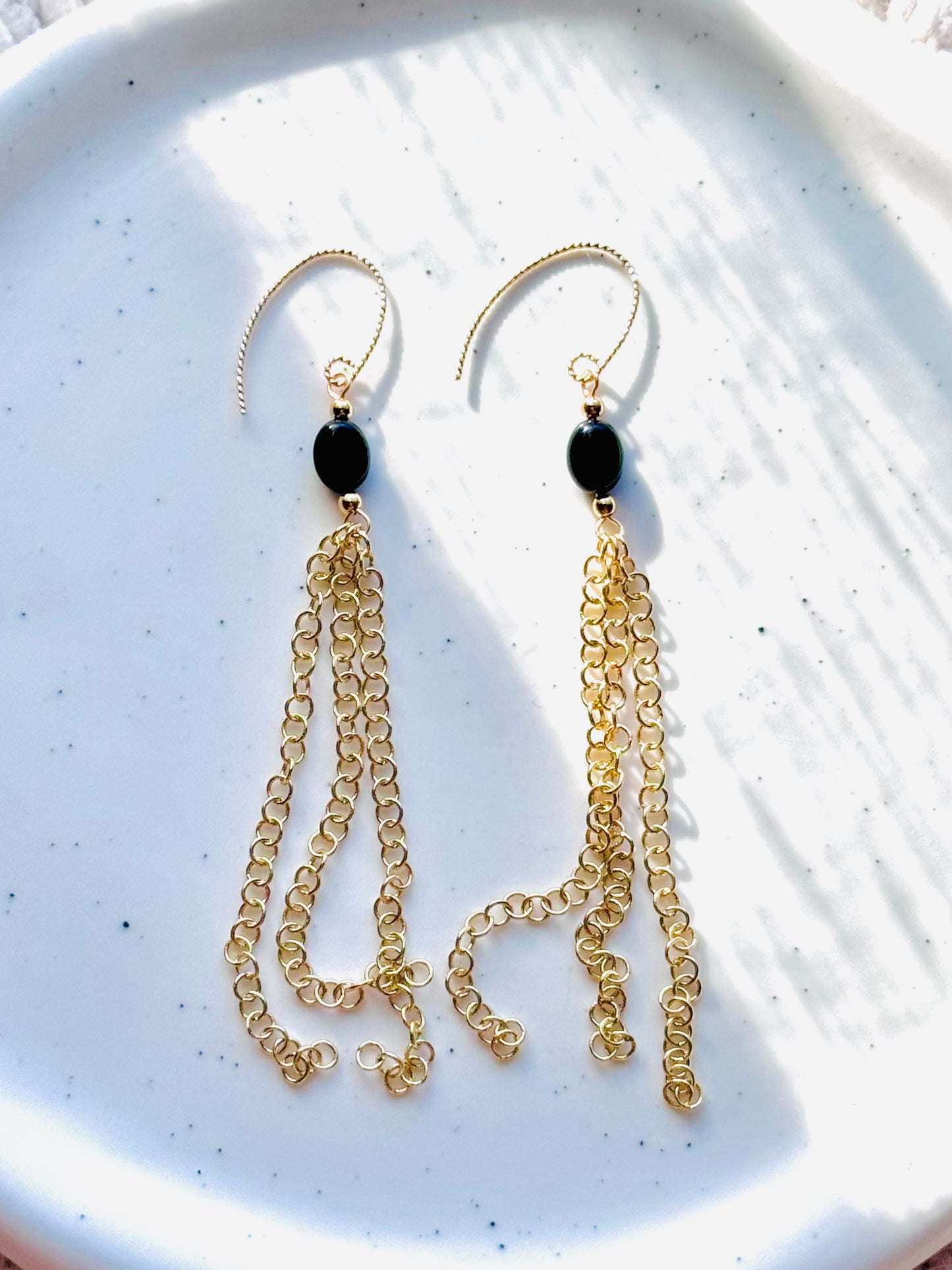 Black Onyx + Gold Duster Earrings